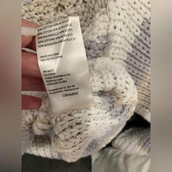 NWT Free People Devon cropped open knit sweater stripes natural colors size M - Picture 9 of 9